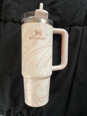 Pink Marble Swirl Stanley Cup H2.0 Flowstate Quencher Tumbler 30 oz (887 mL)